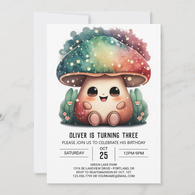 Whimsical Enchanted Fungi Invitation Anniversaire (Devant)