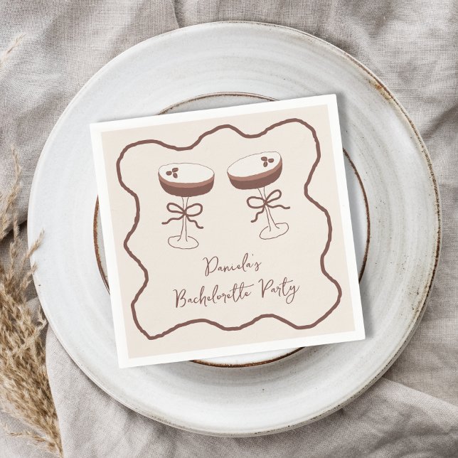 Whimsical Espresso Martini Hand Drawn Bachelorette Serviette (Whimsical Espresso Martini Hand Drawn Bachelorette Napkins)