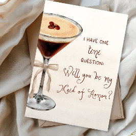 Whimsical Espresso Martini Trauzeugin Vorschlag Karte