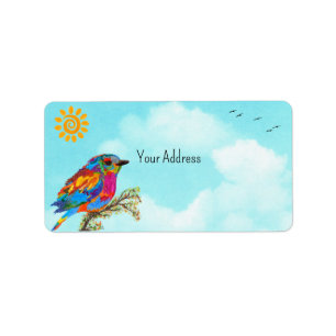 Whimsical et coloré Étiquette de adresse d'oiseaux