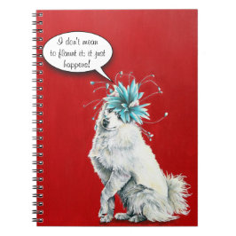 Whimsical Extravagant White Dog Notebook Notizblock