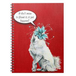 Whimsical Extravagant White Dog Notebook Notizblock