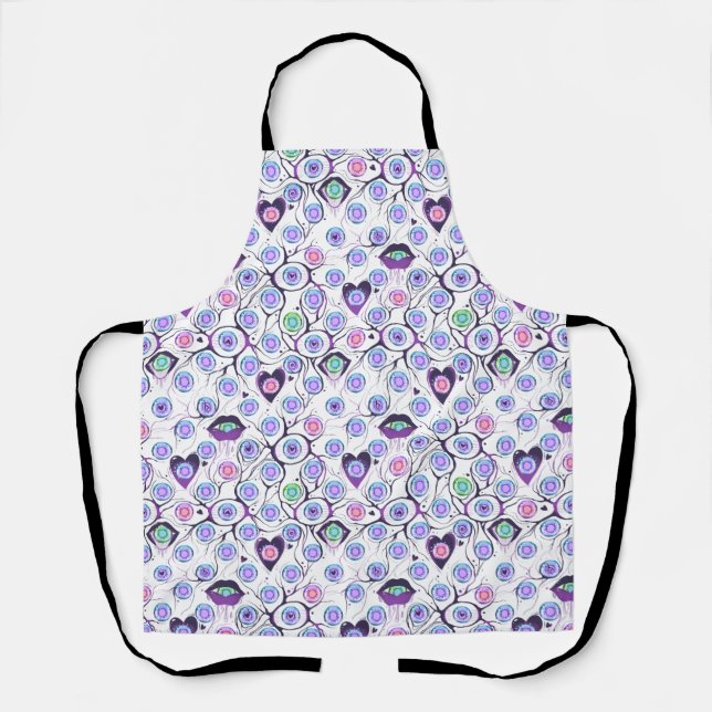 Whimsical Eye and Heart Pattern All-Over Print Apr Schürze (Vorderseite)