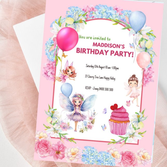 Whimsical Fairy Birthday Einladung für Mädchen (Fairy Birthday Party Invitation For Girls )