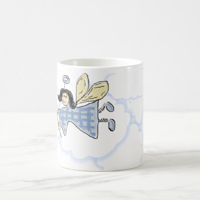 Whimsical Fairy Blue Karos Tasse (Mittel)