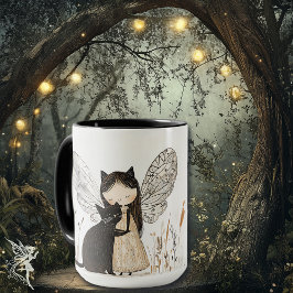 Whimsical Fairy & Cat Geburtstag Personalisiertes  Tasse