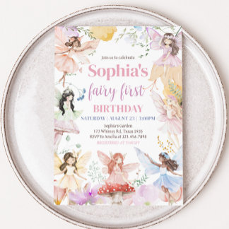 Whimsical Fairy First Birthday Party Einladung