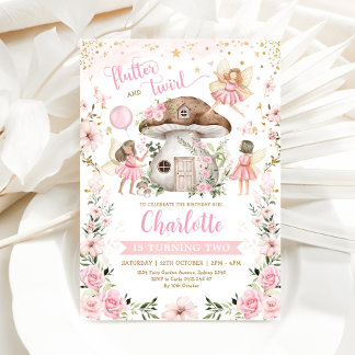 Whimsical Fairy Garden Girl Birthday Party Einladung