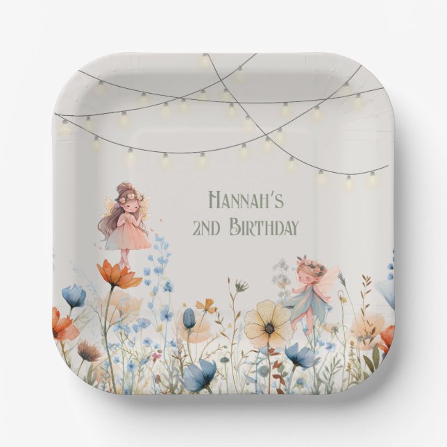 Whimsical Fairy Garden Magic Geburtstag Pappteller (Vorderseite)