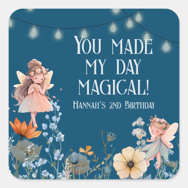 Whimsical Fairy Garden Magie Quadratischer Aufkleber (Vorderseite)