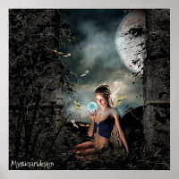 Whimsical Fairy Holding Magical Ball in Forest Art