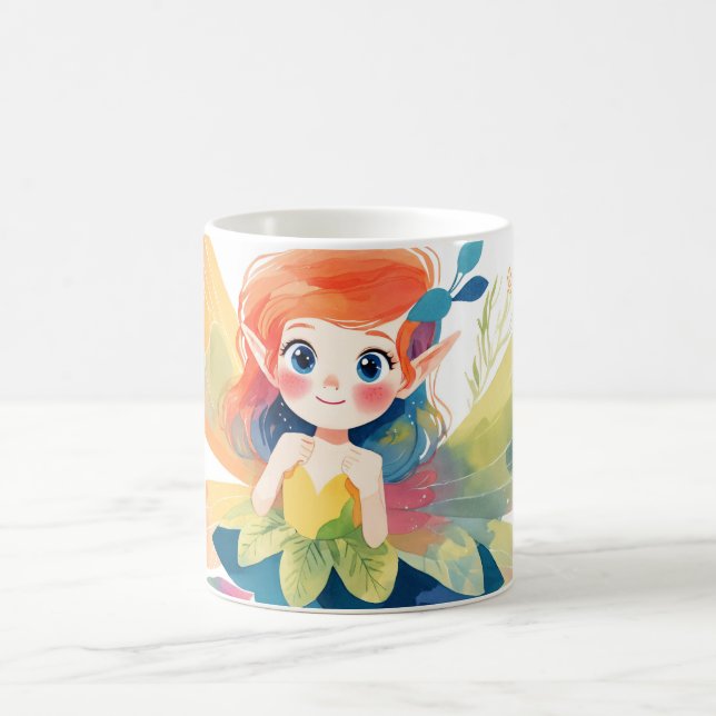 Whimsical Fairy im blühenden Blumengarten Kaffeetasse (Mittel)
