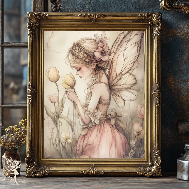 Whimsical Fairy in Field of Blume Dekoupage Seidenpapier (Von Creator hochgeladen)