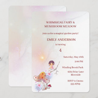 Whimsical Fairy Magical 4. Geburtstag Einladung