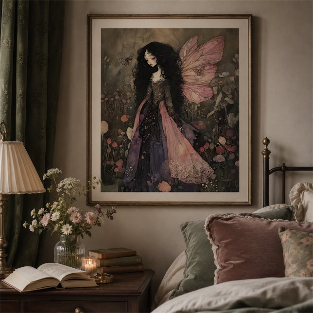Whimsical Fairy mit Dark Moody Florals Wall Art Poster (Von Creator hochgeladen)