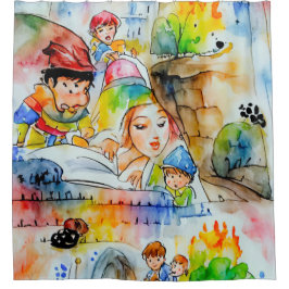 Whimsical Fairy Tale Illustration Duschvorhang