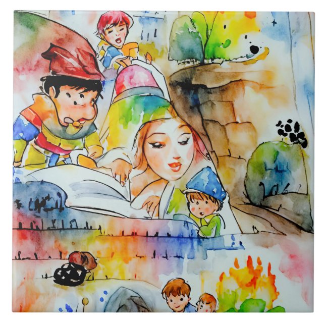 Whimsical Fairy Tale Illustration Fliese (Vorderseite)