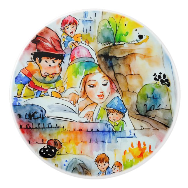 Whimsical Fairy Tale Illustration Keramikknauf (Vorderseite)