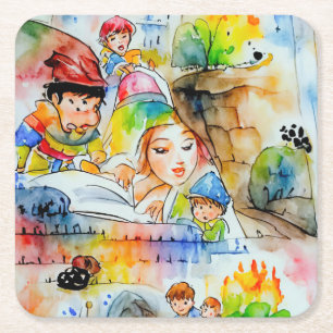 Whimsical Fairy Tale Illustration Rechteckiger Pappuntersetzer
