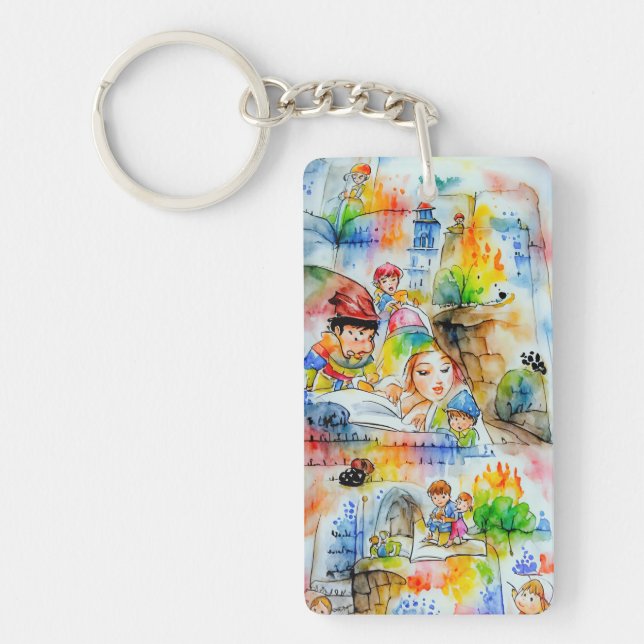 Whimsical Fairy Tale Illustration Schlüsselanhänger (Vorderseite)