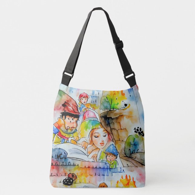 Whimsical Fairy Tale Illustration Tragetaschen Mit Langen Trägern (Vorderseite)