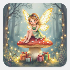 Whimsical Fairytale Christmas  Quadratischer Aufkleber