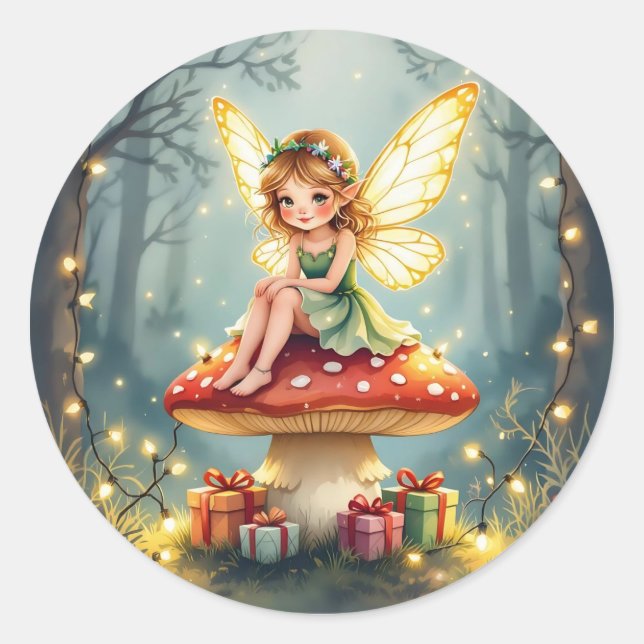 Whimsical Fairytale Christmas  Runder Aufkleber (Vorderseite)