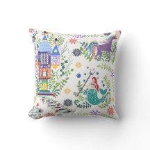Whimsical Fairytale Folk Art Jeter Oreiller
