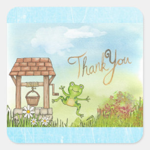 Whimsical Fairytale Frosch und vielen Dank für Ihr Quadratischer Aufkleber