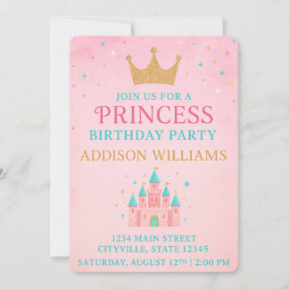 Whimsical Fairytale Princess Burg Geburtstag Einladung