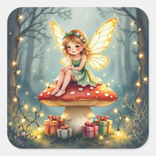 Whimsical Fairytale Weihnachten Quadratischer Aufkleber