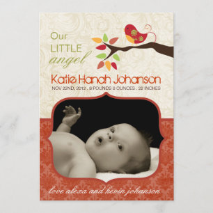 Whimsical Fall Birth Announcement Foto-Karte Ankündigung