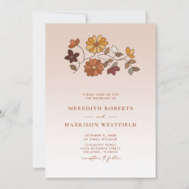 Whimsical Fall Floral QR Code Hochzeit Einladung