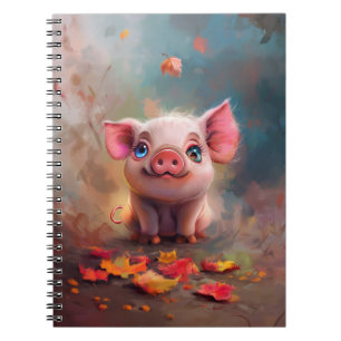 Whimsical Fall Piglet Notebook Notizblock