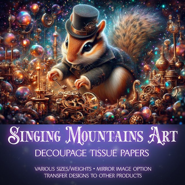 Whimsical Fantasy Art Steampunk Chipmunk Decoupage Seidenpapier (Von Creator hochgeladen)