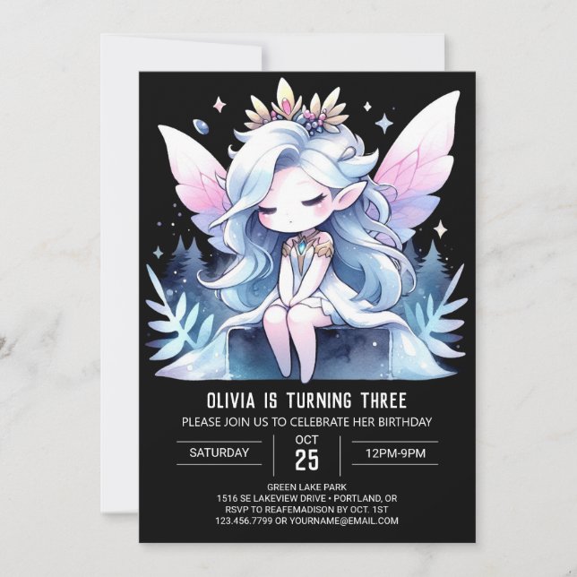 Whimsical Fantasy Fairy Geburtstag Einladung (Vorderseite)
