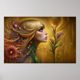 Whimsical Fantasy Floral Weiblichkeit Anderswo Poster