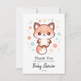 Whimsical Fantasy Fox Baby Dusche Dankeskarte
