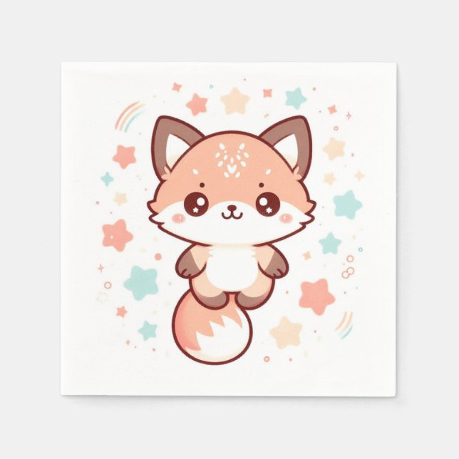 Whimsical Fantasy Fox Baby Dusche Serviette (Vorderseite)