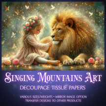 Whimsical Fantasy Friends Girl and Lion Decoupage
