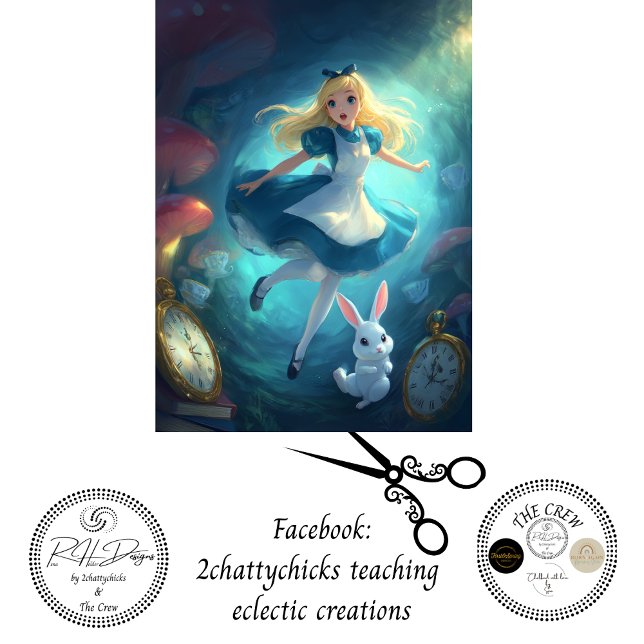 Whimsical Fantasy Girl Falling Through Time Seidenpapier (Von Creator hochgeladen)