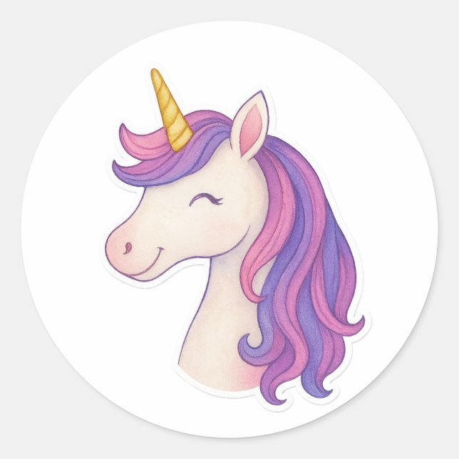 Whimsical Fantasy Lächeln Unicorn Sticker (Vorderseite)
