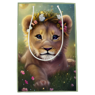 Whimsical Fantasy Süßer Kawaii Baby Löwenjunge  Mittlere Geschenktüte