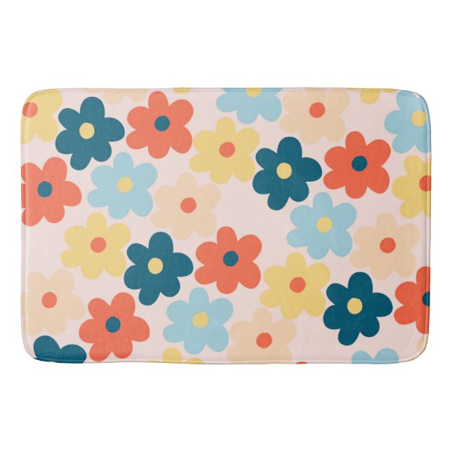Whimsical farbenfroh floral Retro fröhlich Preppy Badematte (Vorderseite)