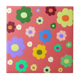 Whimsical farbenfroh florale Retro, fröhlich, prep Fliese