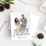 Whimsical farbenfroh frohe Weihnachten Volles Foto<br><div class="desc">Machen Sie mit dieser festlichen und lustigen Urlaubsfotokarte eine stilvolle Erklärung in dieser Urlaubssaison. Die Vorderseite ist mit einem spielerisch bunten Styling-Typ und eigenem Text ausgestattet. Die Rückseite weist ein farbenfrohes Punktmuster auf,  das eine besondere Touch ermöglicht. Besuchen Sie bitte meinen Laden,  um mehr stilvolle Urlaubskarten zu sehen.</div>