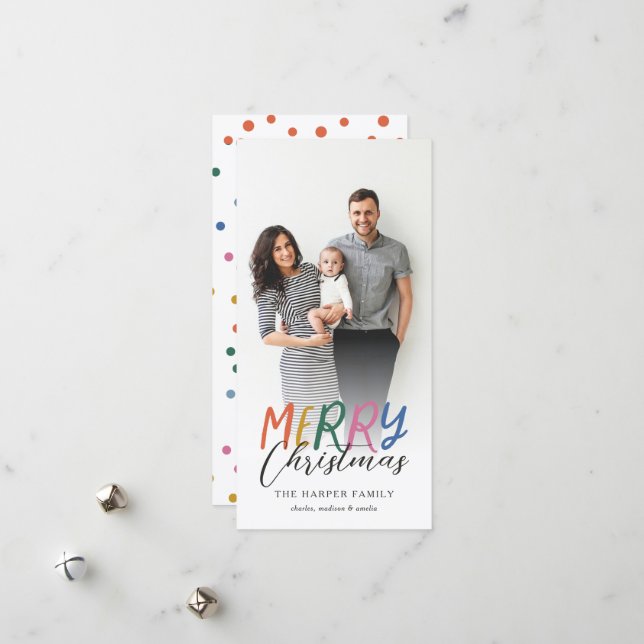 Whimsical farbenfroh frohe Weihnachten Volles Foto (Vorderseite/Rückseite Beispiel)