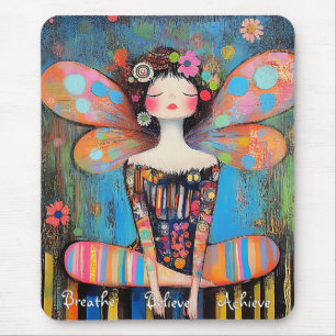 Whimsical farbenfrohe Fairy Doing Yoga Custom Mousepad