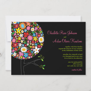 Whimsical farbenfrohe Frühlingsblumen Pop Tree Hoc Einladung