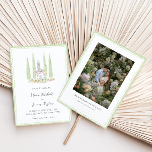 Whimsical farbenfrohe illustrierte Italien-Hochzei Save The Date